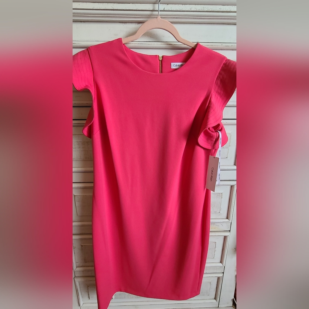 Calvin Klein Ruffle Sleeve Dress